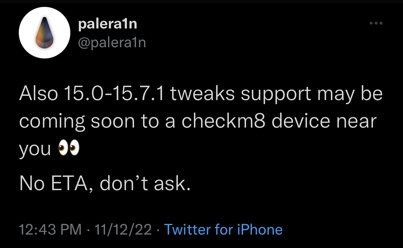 Palera1n team teases tweak injection on iOS 15.7.1.