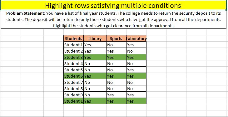 excel hacks tips tricks - Highlight rows having multiple columns