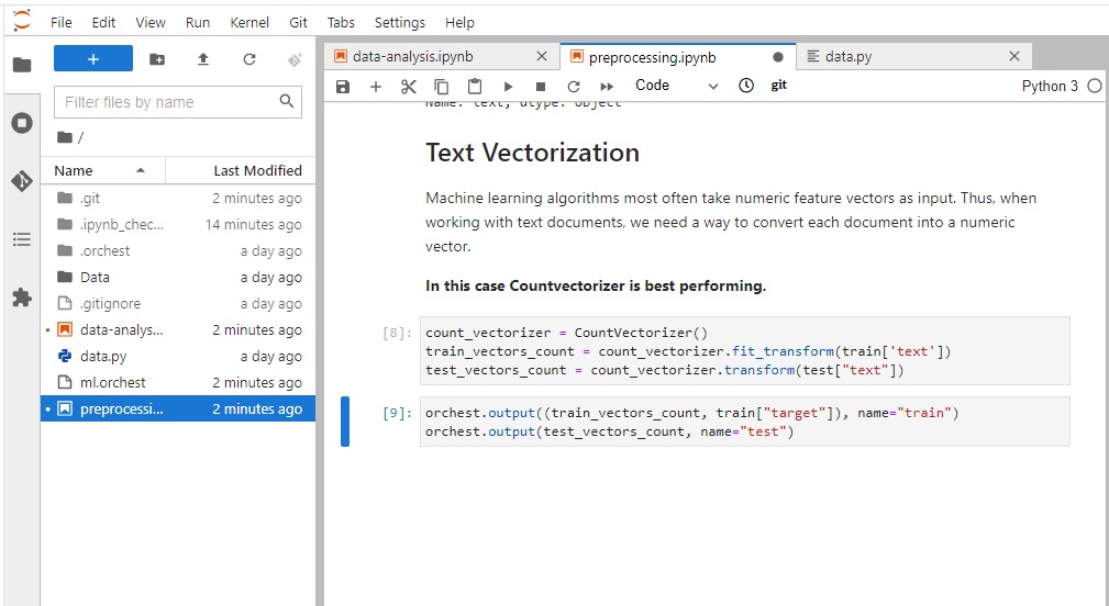 JupyterLab interface | Orchest