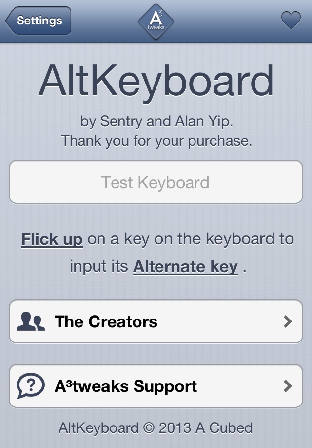 AltKeyboard Prefernces