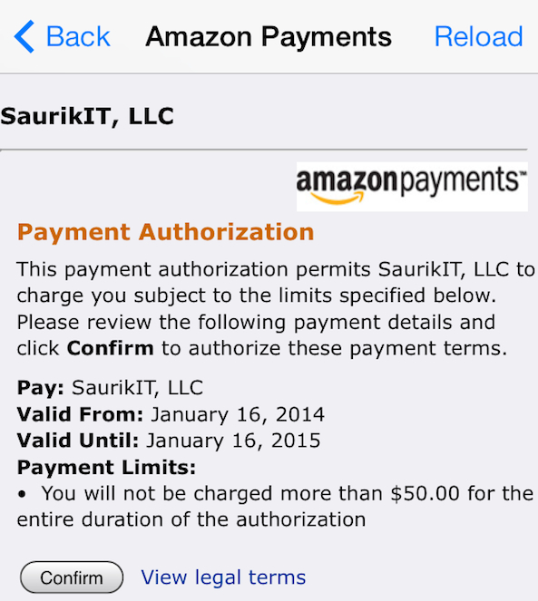 Cydia Amazon Payments Confirm