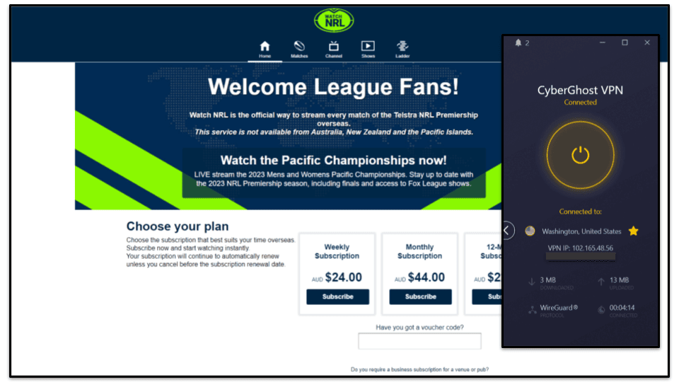 🥉3. CyberGhost VPN — Dedicated NRL Streaming Servers With Impressive Speeds