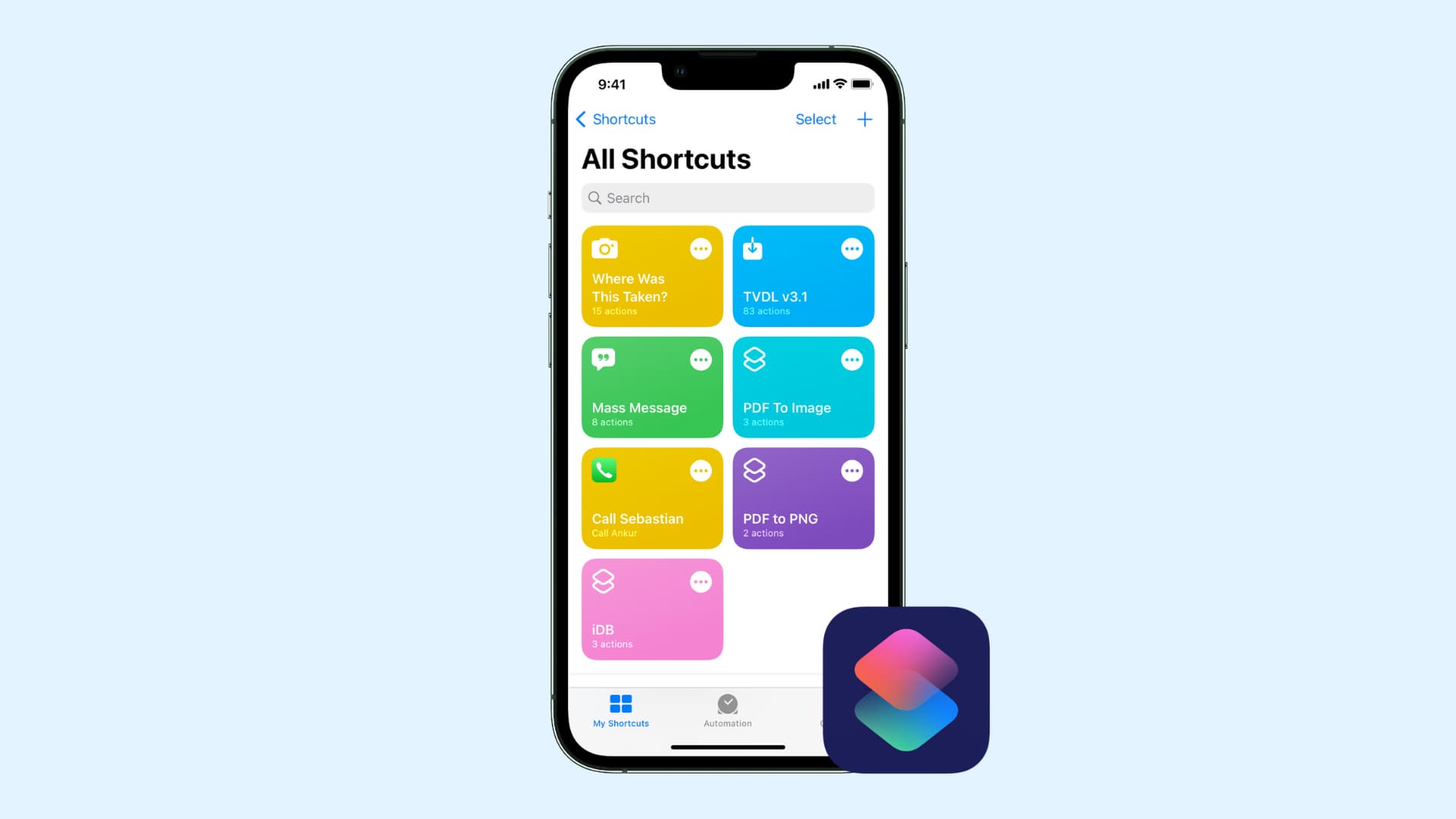 Shortcuts app on iPhone