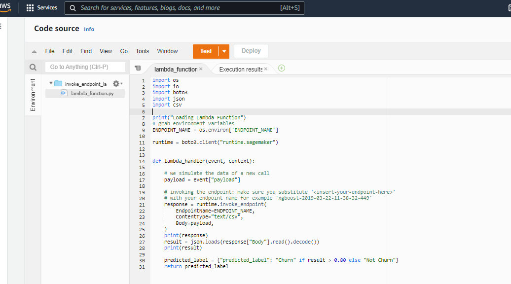 ML model in AWS Sagemaker