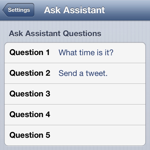 Ask Assistant Settings