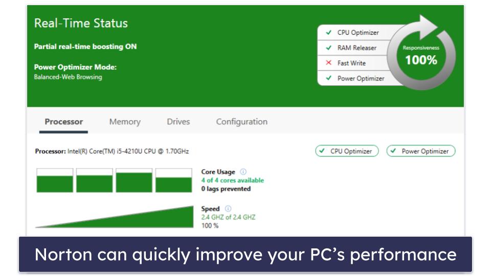 🥈 2. Norton — Most Speedy Clean-Up and Optimization