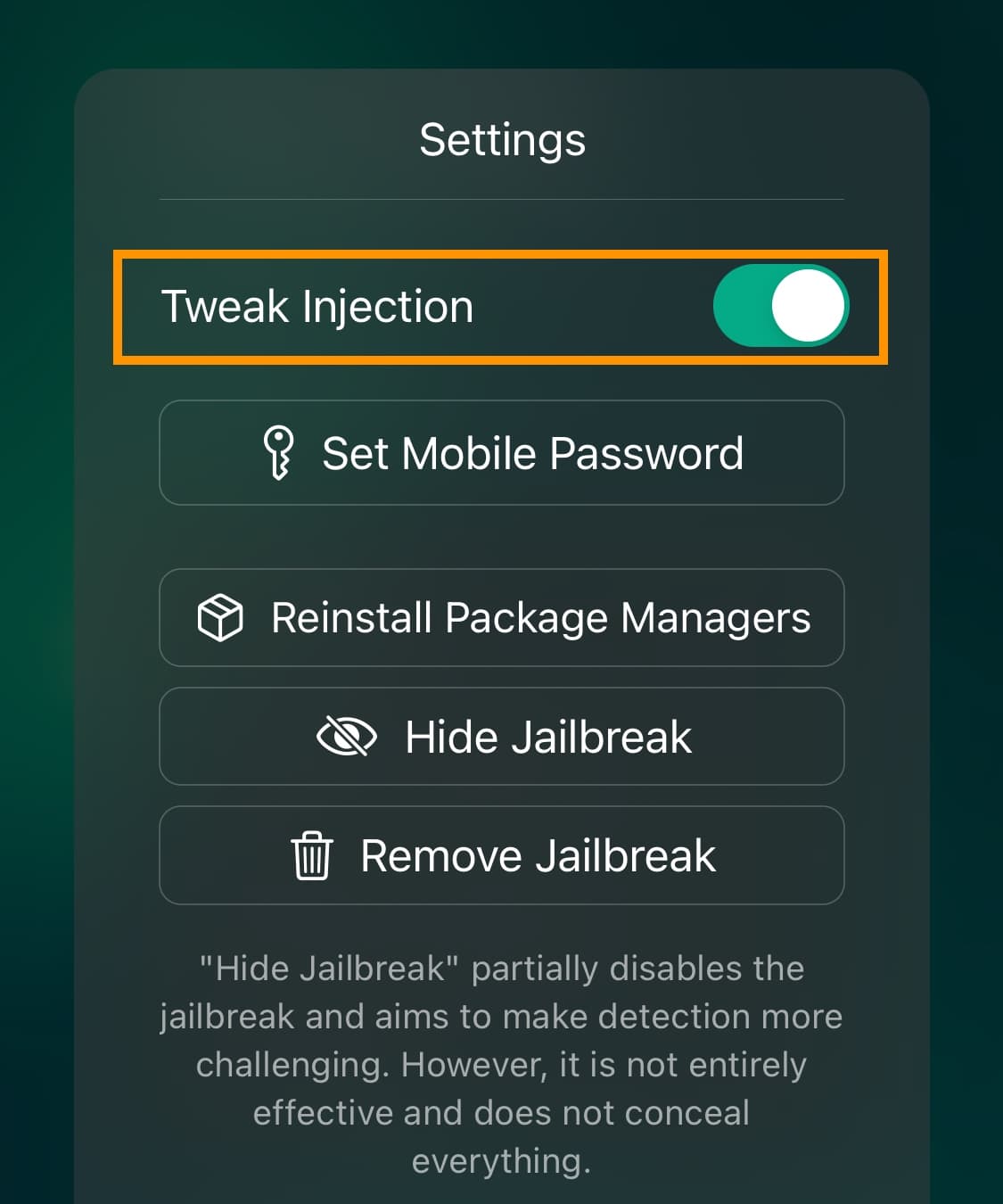 Re-enable tweak injection Dopamine.