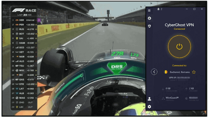 🥉3. CyberGhost VPN — Beginner-Friendly Apps + Streaming-Optimized Servers for Watching F1