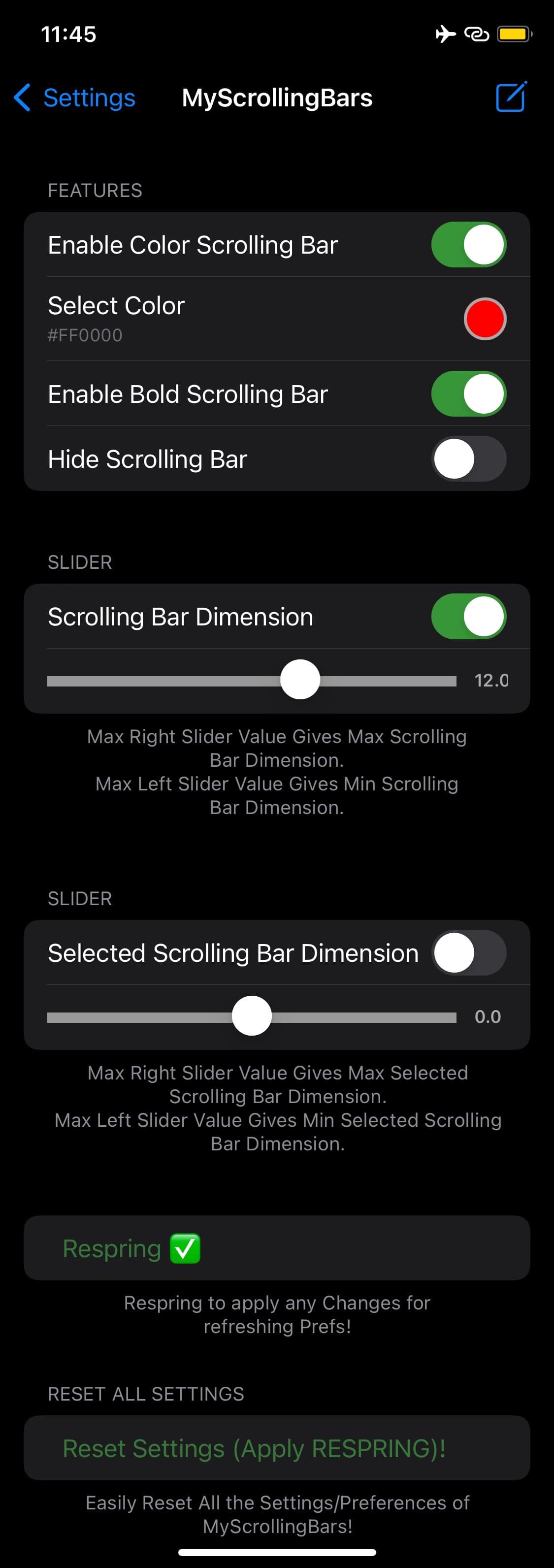 MyScrollingBars options to configure.