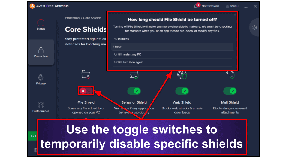 How to Temporarily Disable Avast Features