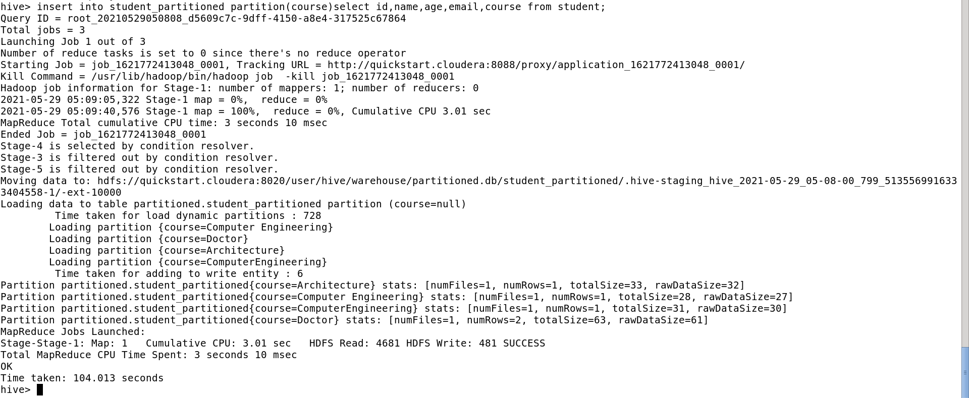 Load data from normal to partitioned table