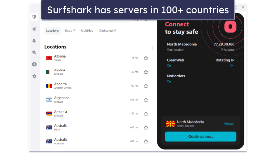 🥉3. Surfshark — Affordable &amp; User-Friendly VPN for Multiple Devices