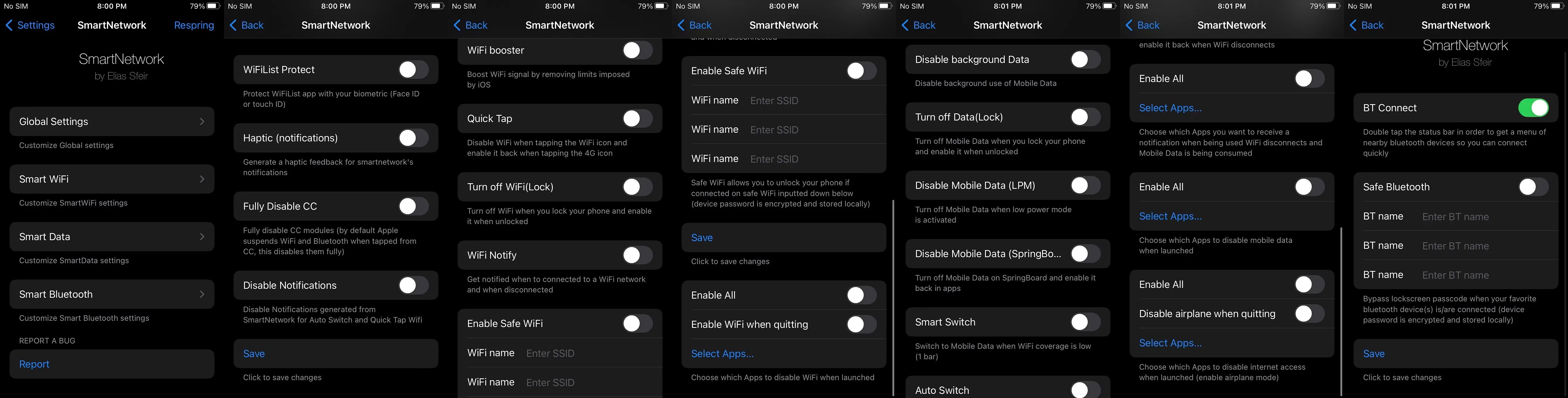 SmartNetwork iOS 15-16 preference pane.