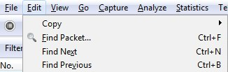 Find Packets option in Edit menu