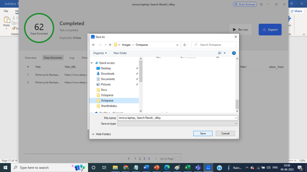 Saving the Extracted Data| Octoparse 