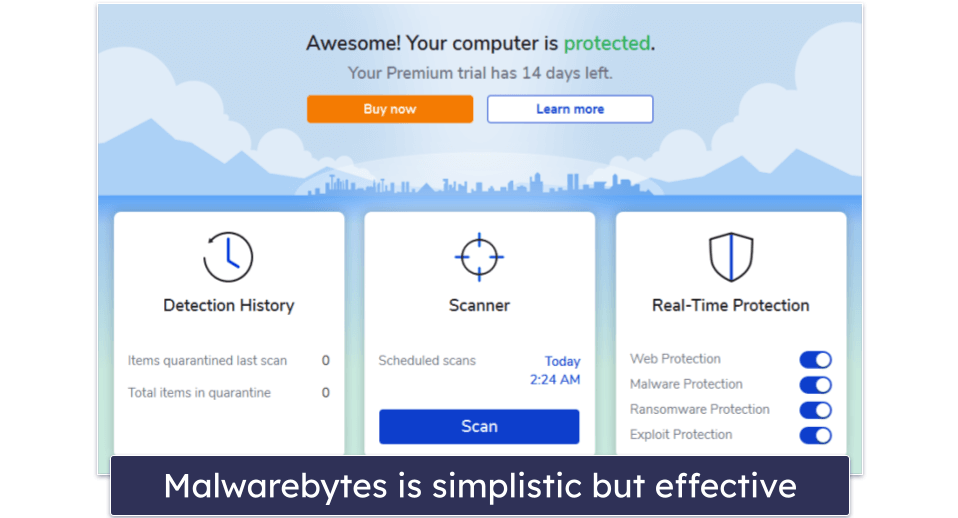 6. Malwarebytes Premium — Simple Security With a Good Antivirus Engine