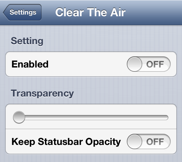 Clear The Air Settings