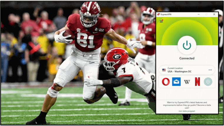 🥇1. ExpressVPN — Best VPN for Watching College Football in 2024