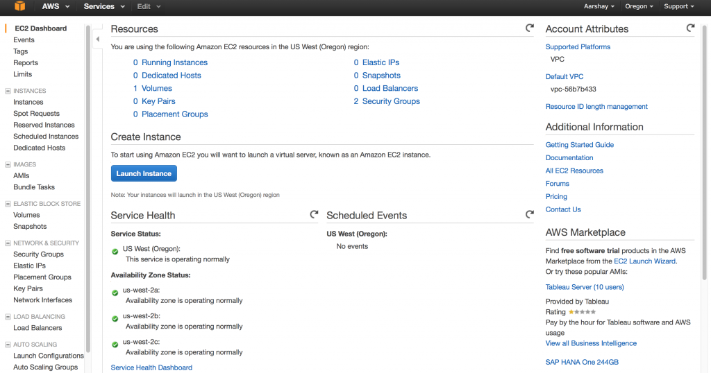 3. ec2 dashboard