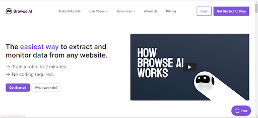 Homepage of Browse.AI | Web Scraping using AI