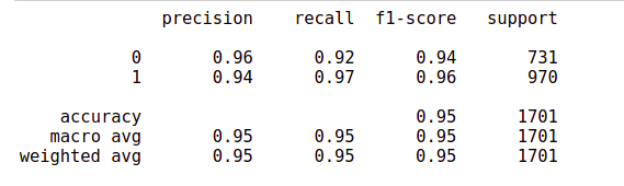 performance report | sentiment classification 