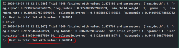 Seeing the hyper-parameter safter1050 trials using optuna