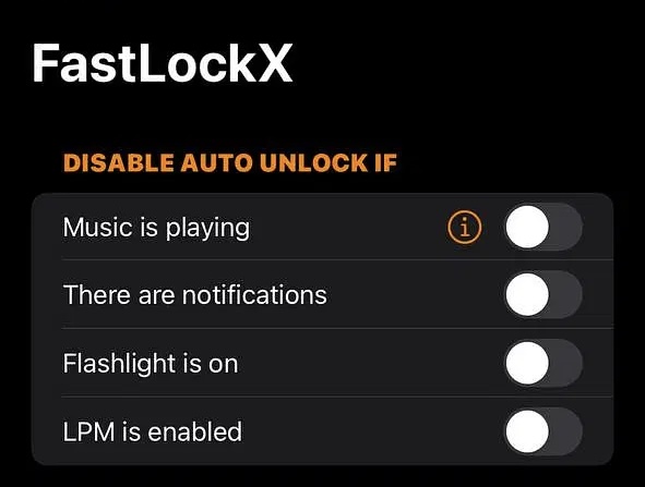 FastLockX preference pane.