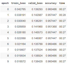 Train the Fast.ai Model and Freeze it