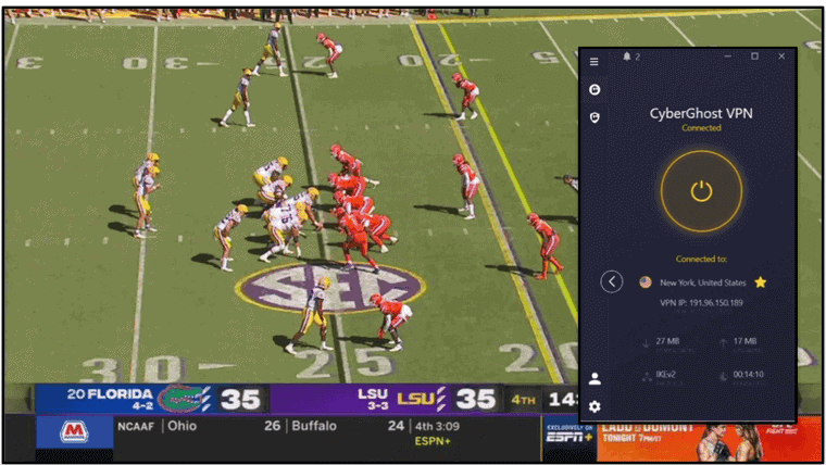 🥉3. CyberGhost VPN — Dedicated Servers for Streaming College Football