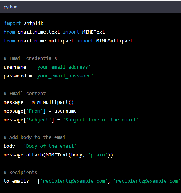 Code snippet to automate sending personalized emails | Python Scripts