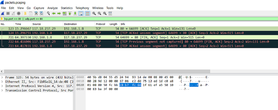 Display filter option in wireshark