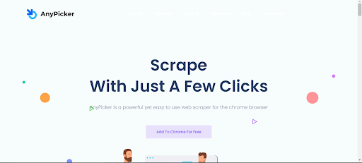 Homepage of AnyPicker | AI Web Scraping Tools