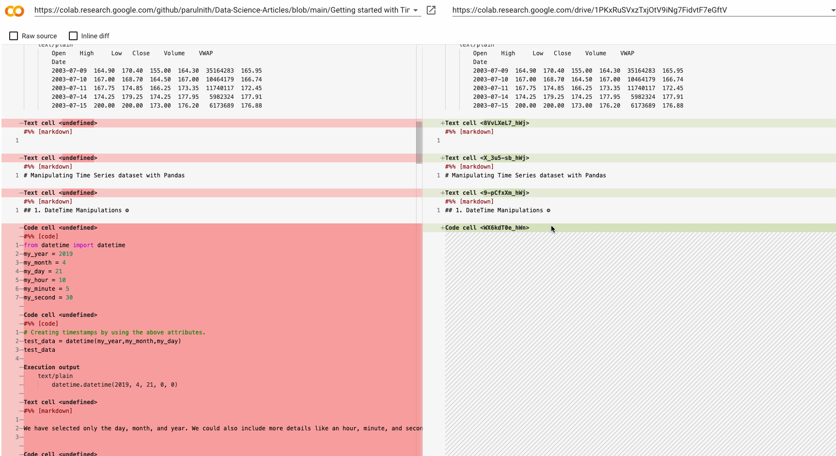 Comparing Notebooks