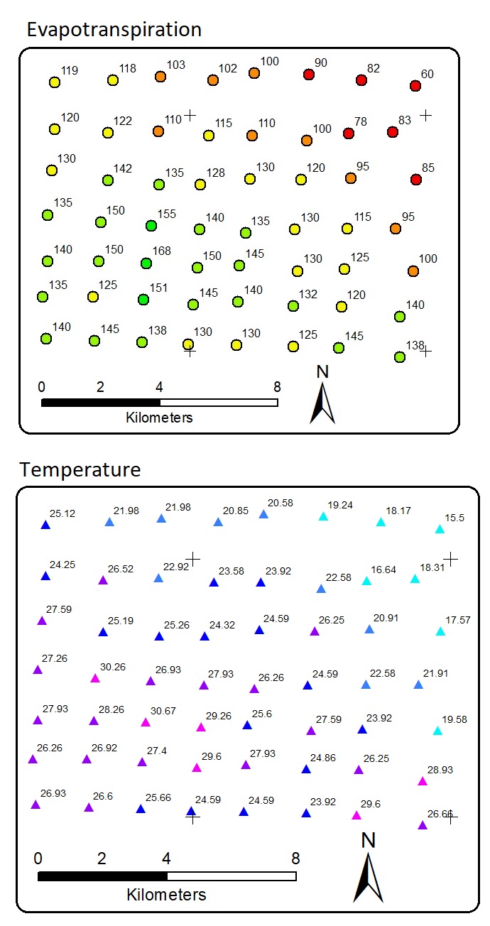 Spatial Interpolation evaporation and temp