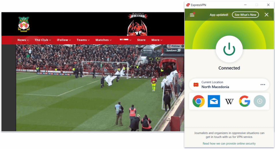 🥇1. ExpressVPN — Best VPN for Watching Wrexham Games in 2024