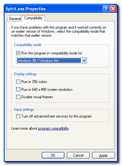 spirit error compatibility mode