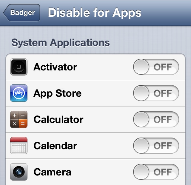 Badger DIsable for apps