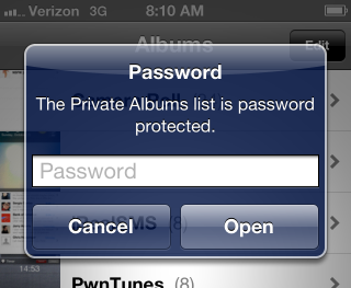 PhotoAlbums+ password