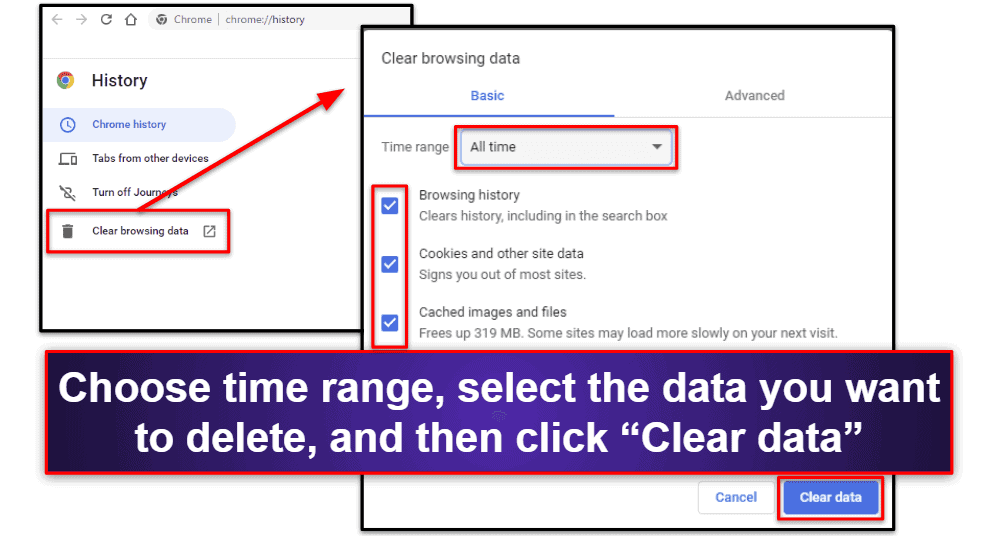 9. Clear Browser Cache, History &amp; Temporary Internet Files