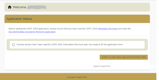 Filling GATE 2024 application form