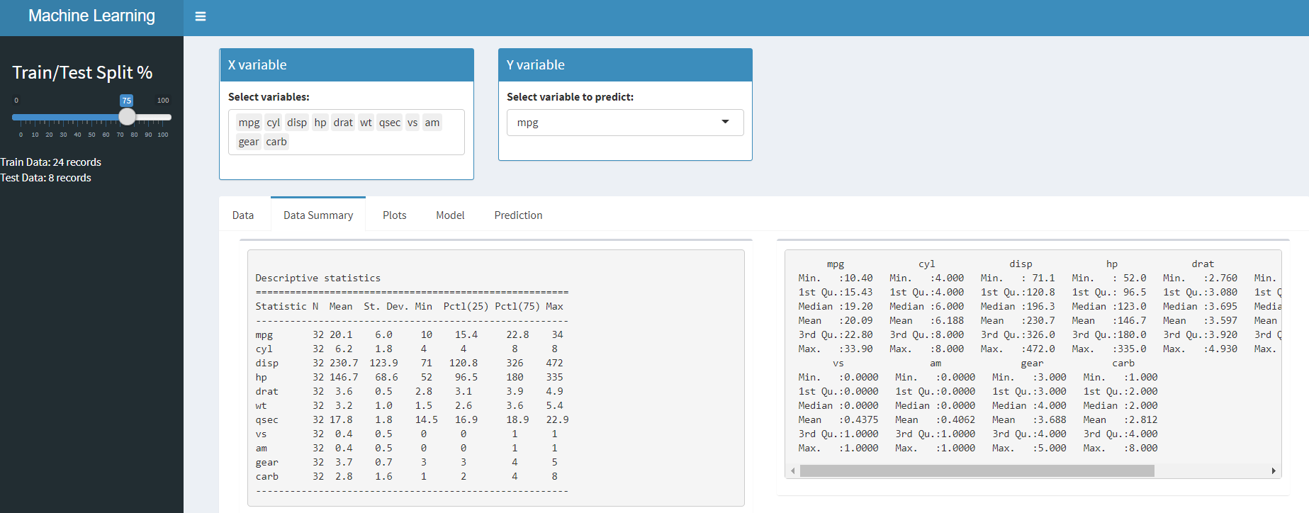 interactive models summary 