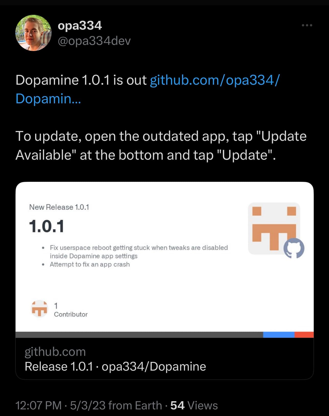 Dopamine v1.0.1 released.