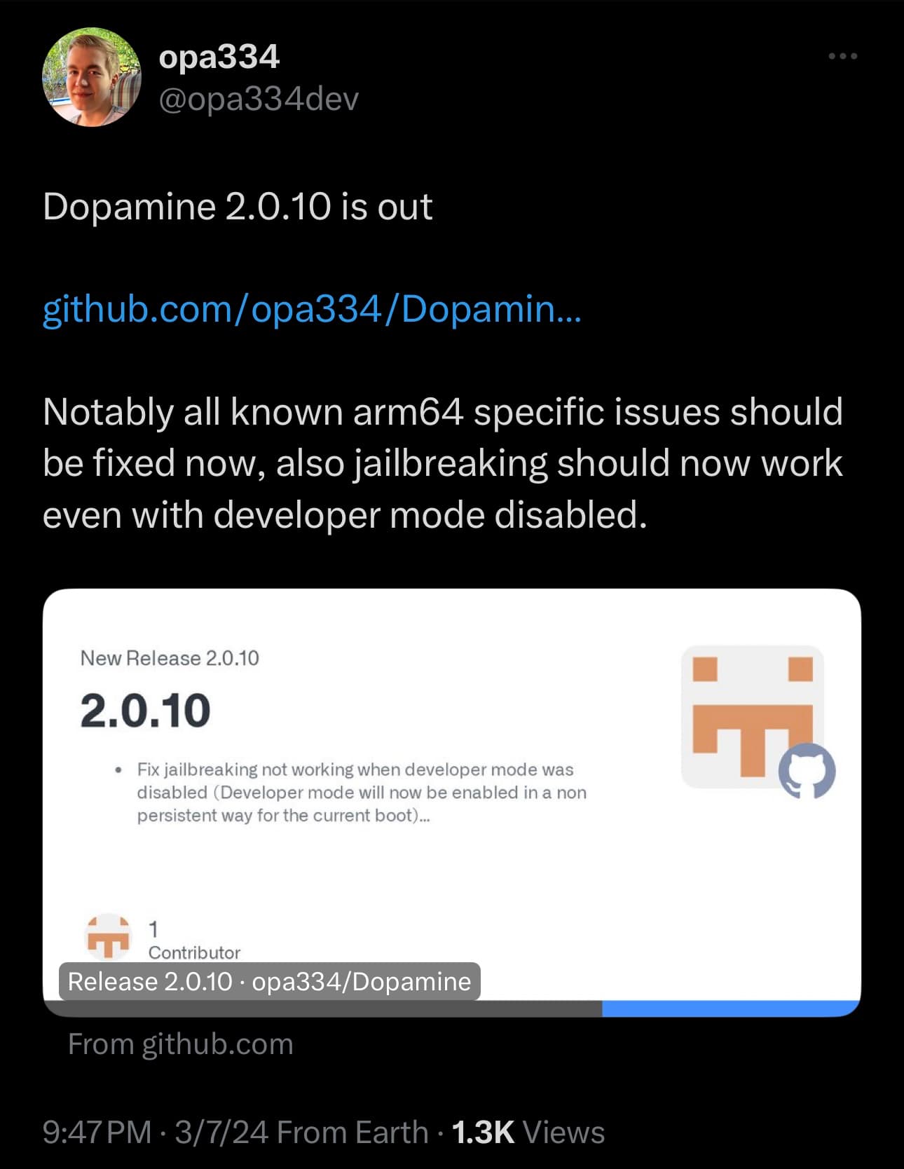 Dopamine v2.0.10 announced.