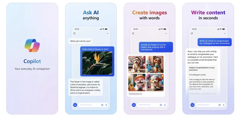 Features of Microsoft Copilot Android and iOS App