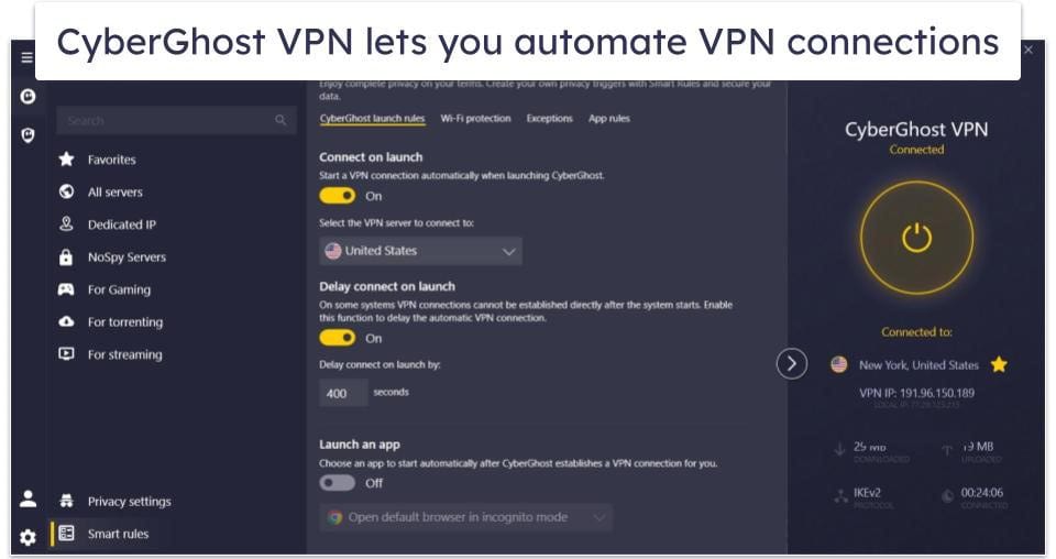 🥈2. CyberGhost VPN — Good Streaming VPN for Beginners (With Great Automation)