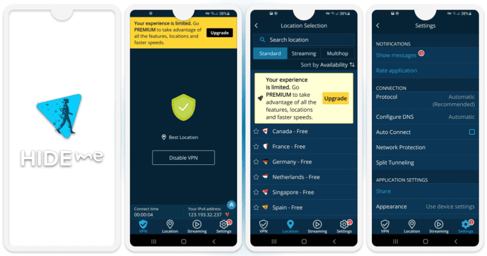 🥈2. hide.me — Fast and Secure Free VPN for Android