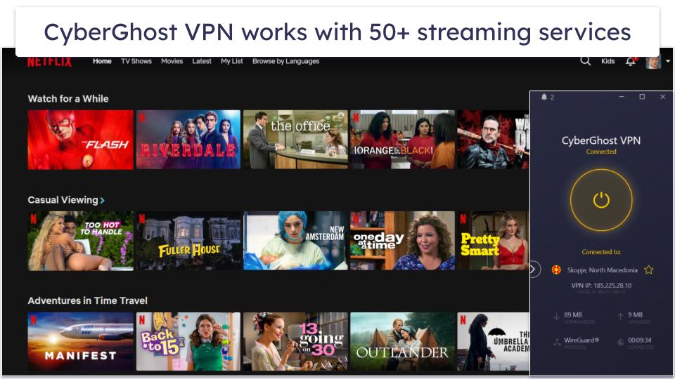 🥈2. CyberGhost VPN — Great Streaming Support With Dedicated IP Addresses