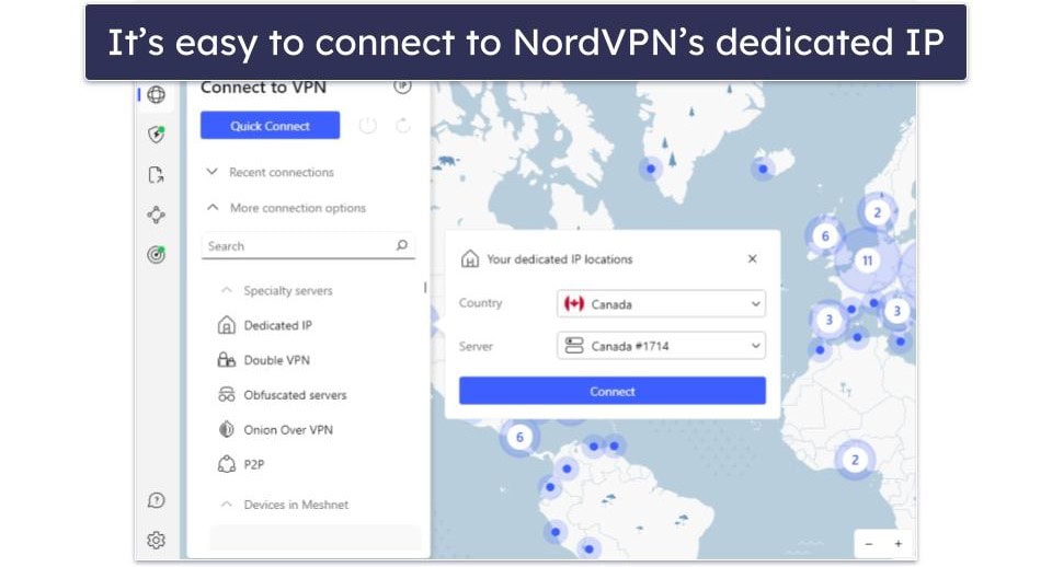 🥉3. NordVPN — High-End Security Features for Safe Browsing With a Dedicated IP Address