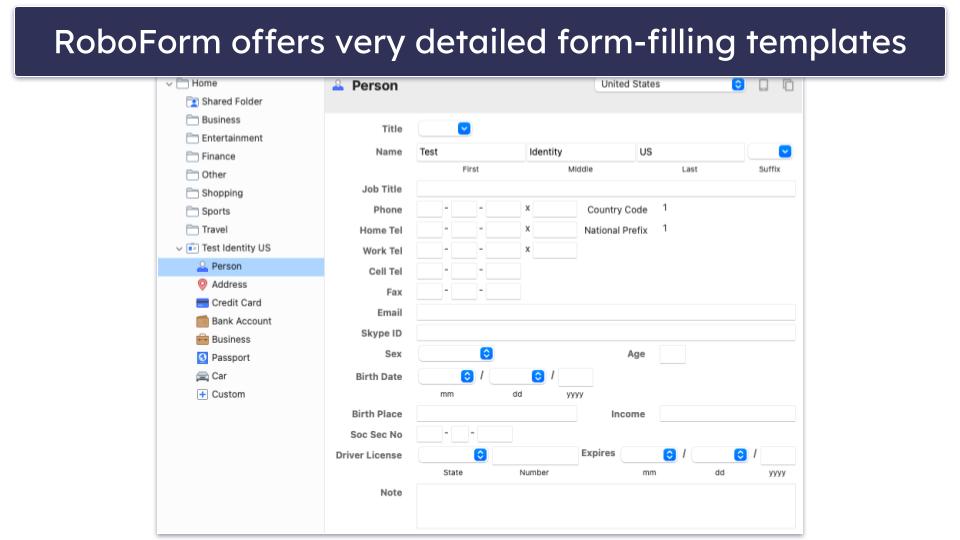 Basic Features — RoboForm Offers More Control