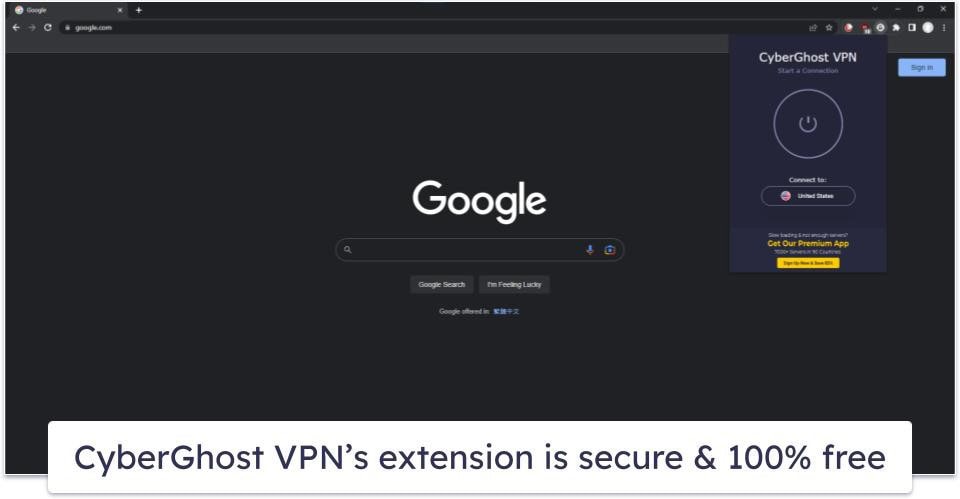 🥈2. CyberGhost VPN — Best Free VPN Extension for Google Chrome